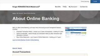
Kroger REWARDS World Mastercard® | About Online Banking  
