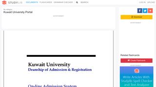 
                            8. Kuwait University Portal - studylib.net - Kuwait University Portal Admission