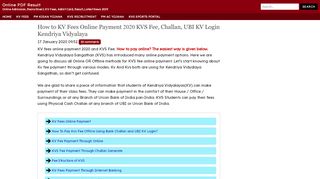 
                            7. KV Fees (Online Payment) 2020 KVS Fee UBI Login Challan - Ubi Portal Page Kvs