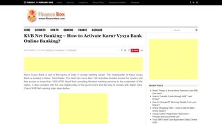 
KVB Net Banking - How to Activate Karur Vysya Bank Online ...  
