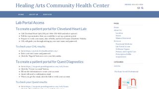 
Lab Portal Access – Healing Arts Community Health Center  
