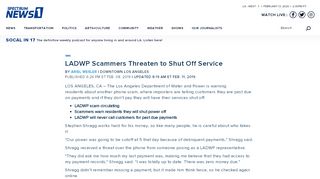 
LADWP Scammers Threaten to Shut Off Service  
