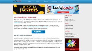 
                            2. Ladylucks—Login & Grab Your £20 Bonus - Ladylucks Bingo Login