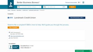 
                            13. Landmark Credit Union | Complaints | Better Business Bureau ... - Landmarkcu Portal