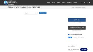 
                            8. Language - Get Paid To Answer Online Surveys | American ... - American Consumer Opinion Portal
