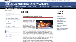 
                            7. LARA - NFIRS - State of Michigan - Nfirs Online Portal