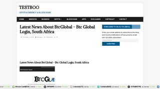 
                            8. Latest News About BtcGlobal - Btc Global Login, South Africa - Btc Global Portal