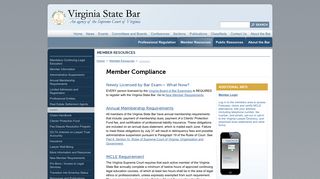 
                            3. Lawyer Resources - Lawyer Compliance - Virginia State Bar - Virginia State Bar Member Portal