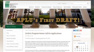 
                            7. LEAD21 Program Issues Call for Applications - APLU - Lead21 Student Portal Page