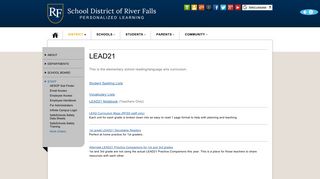 
                            3. LEAD21 - School District of River Falls - Lead21 Student Portal Page