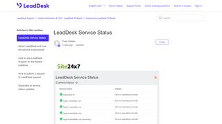
                            4. LeadDesk Service Status – LeadDesk Support - Leaddesk Portal