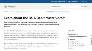 Learn about the DUA Debit MasterCard®  Mass.gov