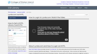 
                            4. Learn Online - Lynda.com via NYPL - CSI Library at CUNY ... - Nypl's Lynda Com Portal Page