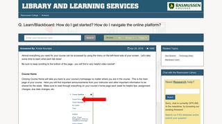 
                            4. Learn/Blackboard: How do I get started? How do I navigate the online ... - Rasmussen Student Portal Blackboard