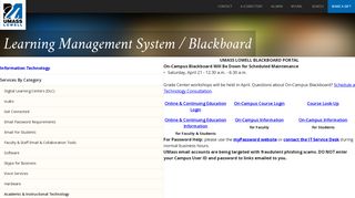 Learning Management System / Blackboard | Academic ... - Umass Lowell Blackboard Student Portal