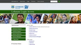 
                            4. Lehman College Student, Faculty, and Staff Login Information ... - Lehman Cuny Portal