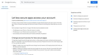 Less secure apps & your Google Account - Google Account Help - Secure Docs Login