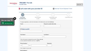
                            5. Let's start creating your account - WPS Tricare - Tricare4u Provider Portal