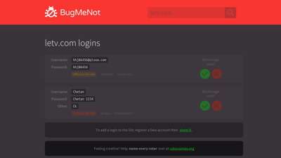 
                            5. letv.com passwords - BugMeNot