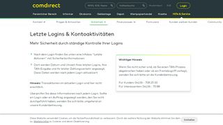 
                            4. Letzte Logins – Mehr Sicherheit Ihrer Logins | comdirect.de - Comdirect Portal Persönlicher Bereich