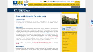 
                            2. Life Insurance Corporation of India - User Information - LIC of India - Lic Clia Portal Login
