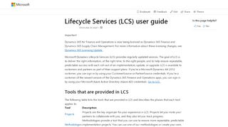 
                            7. Lifecycle Services (LCS) user guide | Microsoft Docs - Lcs Login