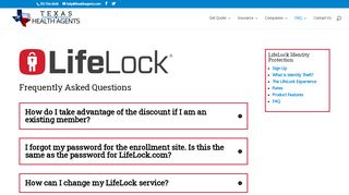 
LifeLock - Frequently Asked Questions | Texas Health Agents  
