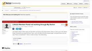 
Lifelock Member Portal not working through My Norton | Norton ...  
