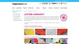 Lifetime Warranty - Tupperware Brands - Simply Good Living ... - Tupperware Warranty Portal