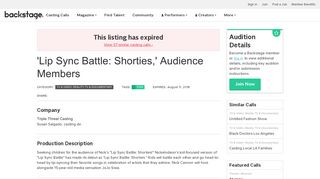 
                            8. 'Lip Sync Battle: Shorties,' Audience Members Casting Call ... - Lsb Shorties Sign Up