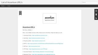 List of Accenture URL's - Email Accenture Portal Page