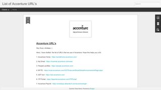 
List of Accenture URL's
