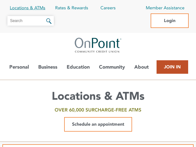 
                            5. Locations + ATMs - OnPoint Community Credit Union