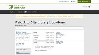 Locations | Palo Alto City Library - BiblioCommons - City Of Palo Alto Library Portal