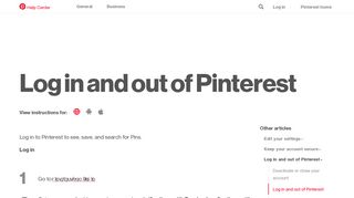 
Log in and out of Pinterest | Pinterest help
