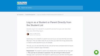 
                            6. Log in as a Student or Parent Directly from the Student List ... - Music Teachers Helper Portal