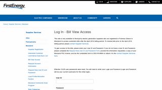 
                            2. Log In - Bill View Access - FirstEnergy Corp. - Potomac Edison Md Portal