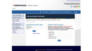 
                            1. Log in | Create New Account - AmeriCares | Medical Outreach ... - Americares Portal