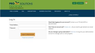 Log in or create a new account - ProSolutions Training