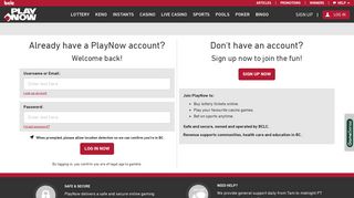 
                            1. Log in | PlayNow.com - Bclc Login