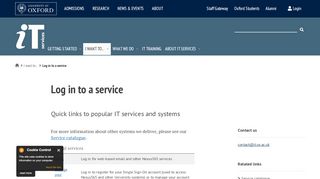Log in to a service - It Services, University of Oxford