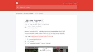 
                            5. Log in to AgentNet | PropertyGuru Malaysia Help Center - Property Guru Agent Portal