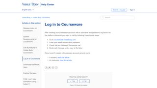 
                            5. Log in to Courseware – Visible Body - Courseware Portal