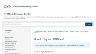 
                            5. Log in to TITANium - TITANium Resource Center - Cal State ... - Fullerton Edu Portal