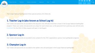 
Log-in: What is this? | Scripps National Spelling Bee  

