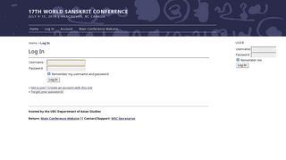 
                            1. Log In - World Sanskrit Conference - World Sanskrit Conference 2018 Portal