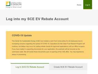 Log into my SCE EV Rebate Account | SCE Clean Fuel Reward ...