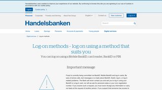 Log-on methods | Handelsbanken - Handelsbanken Portal English
