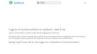 
                            2. Logg inn til Storebrand Bank sin nettbank - kjekt å vite - Nettbank - Storebrand Bank Nettbank Portal