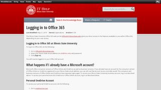 
Logging in to Office 365 | IT Help - Illinois State  
